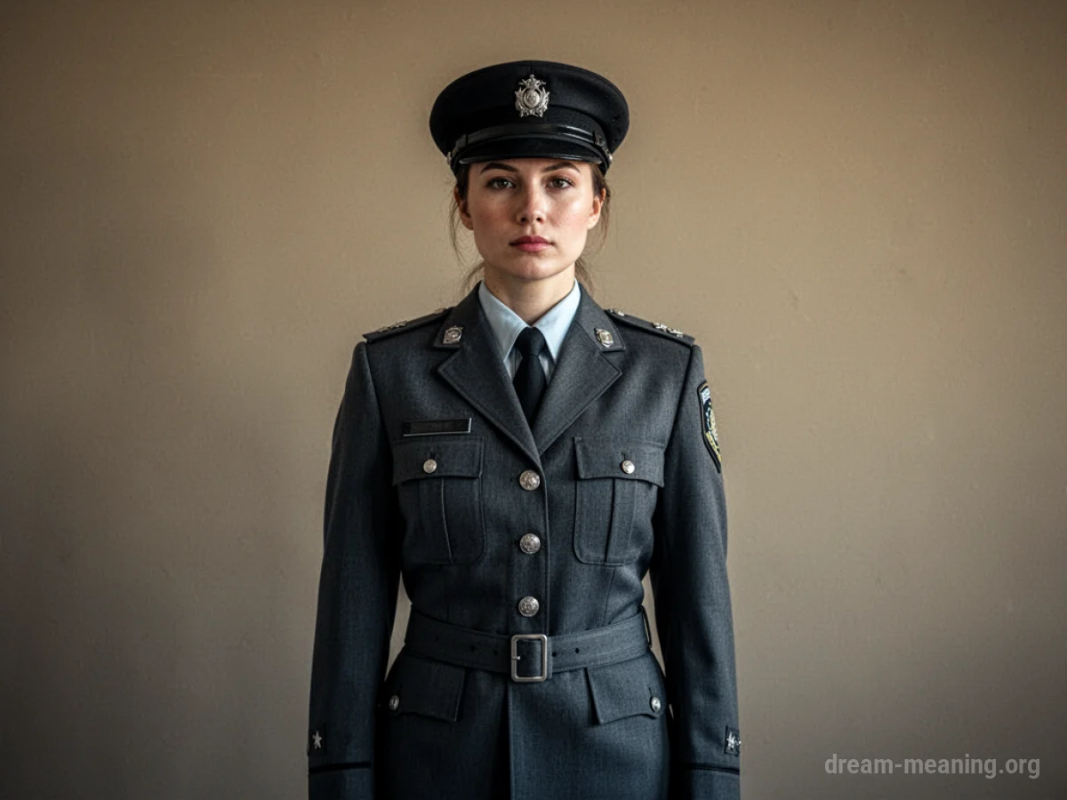 A woman in military uniform standing upright.