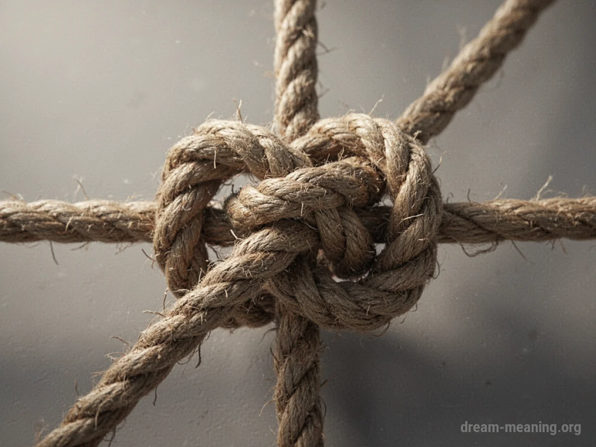 A single, tangled knot of rope.
