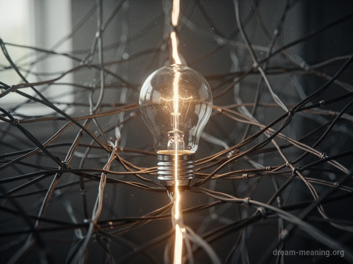 A network of illuminated lines with one central point highlighted by a bright light.