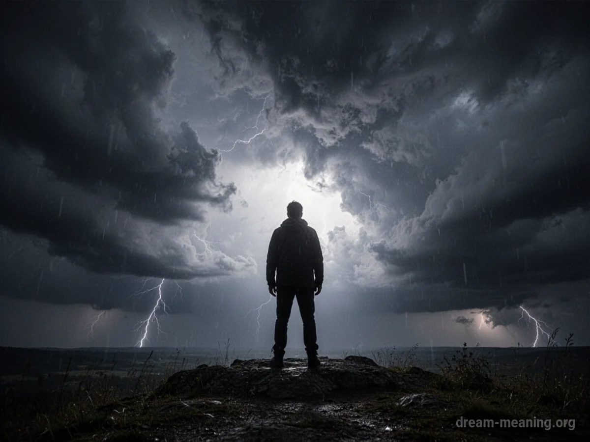 Silhouette of a person standing in a doorway, looking out at a bright, calm landscape.