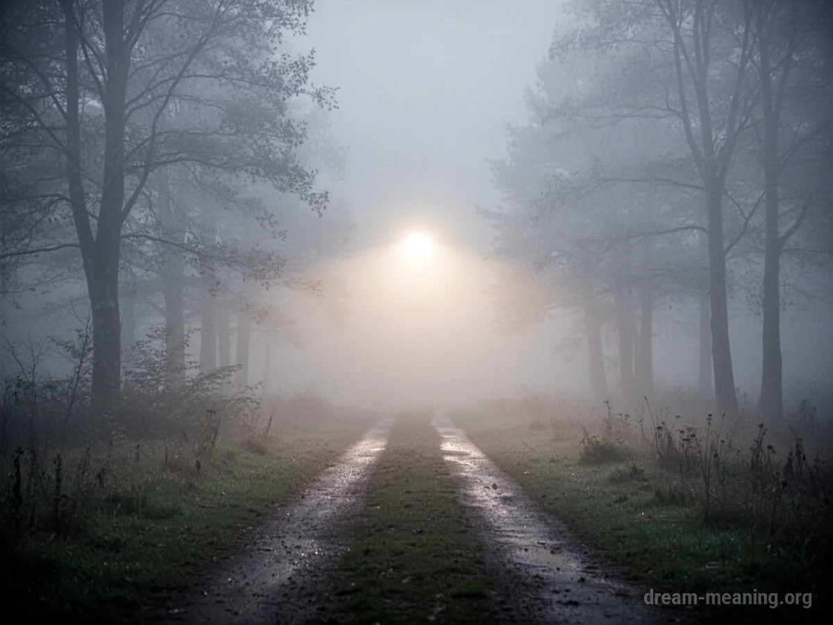 A beam of light cuts through thick fog, showing a path.