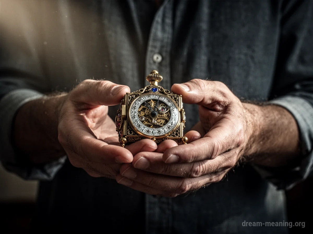 Hands holding a recovered item.