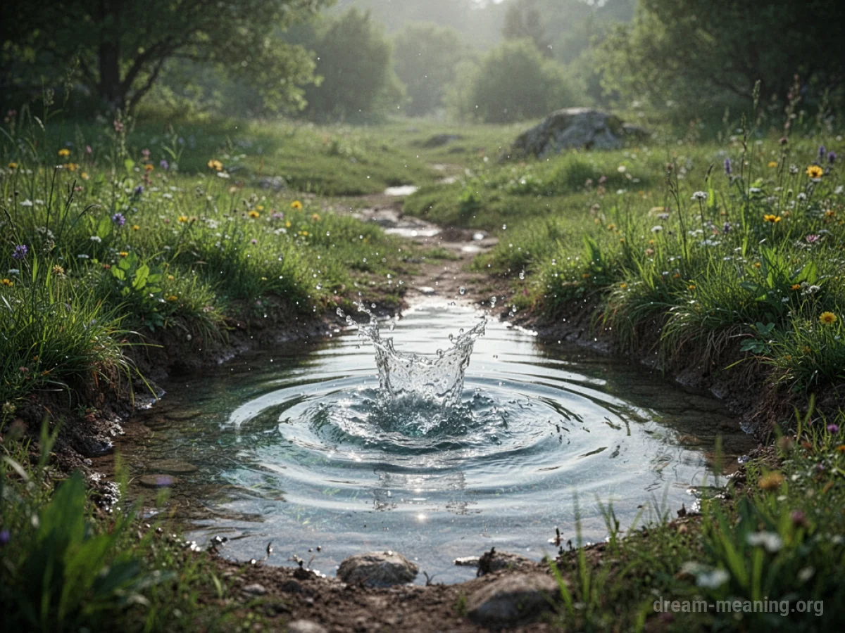 A natural spring of clear water emerging from the ground.