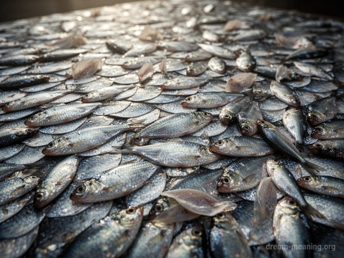 A surface completely covered in overlapping fish scales, with a few loose scales scattered nearby.
