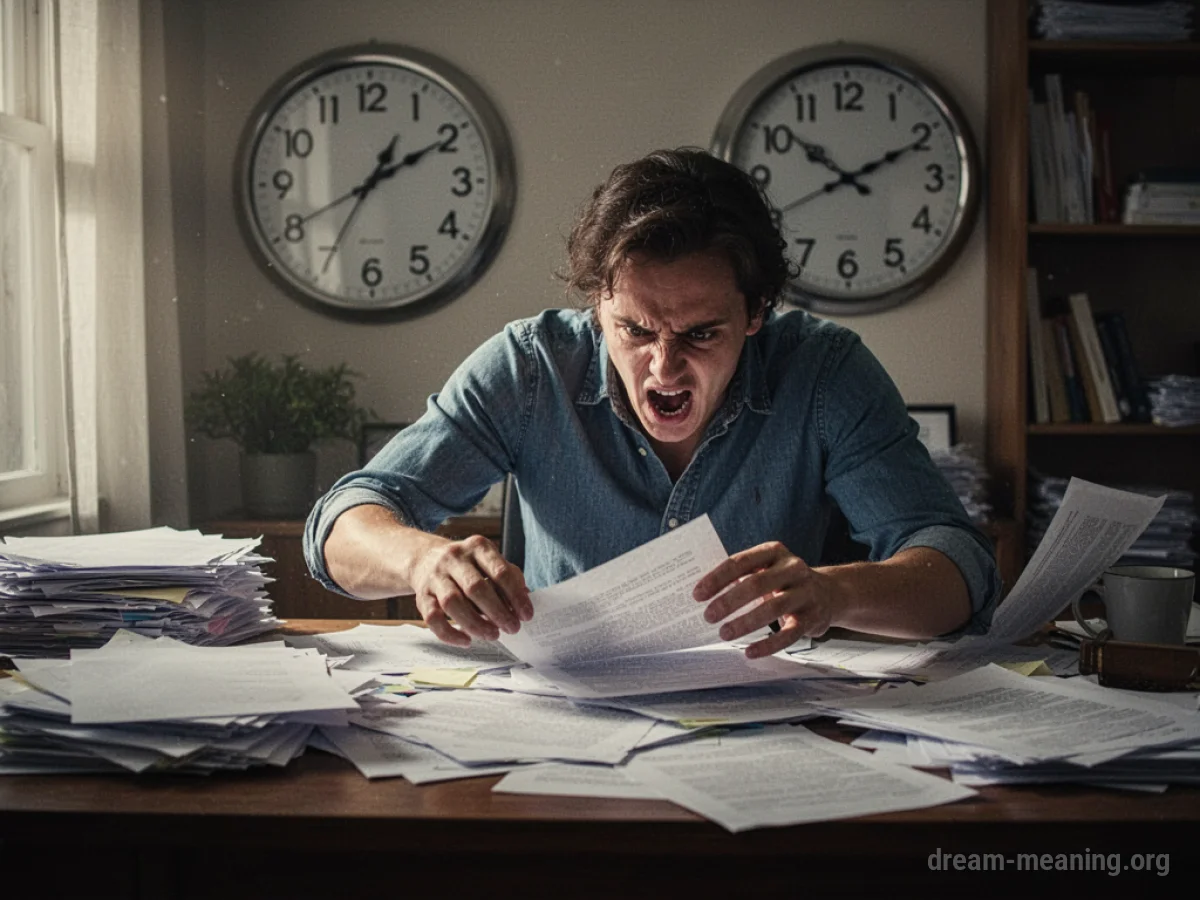 A person looking stressed while searching through papers.