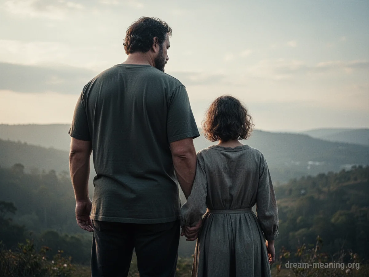 Two people standing together, one appearing larger and more imposing.