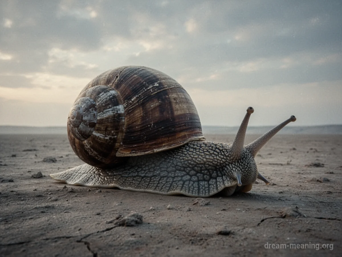 A massive snail traversing a desolate plain.