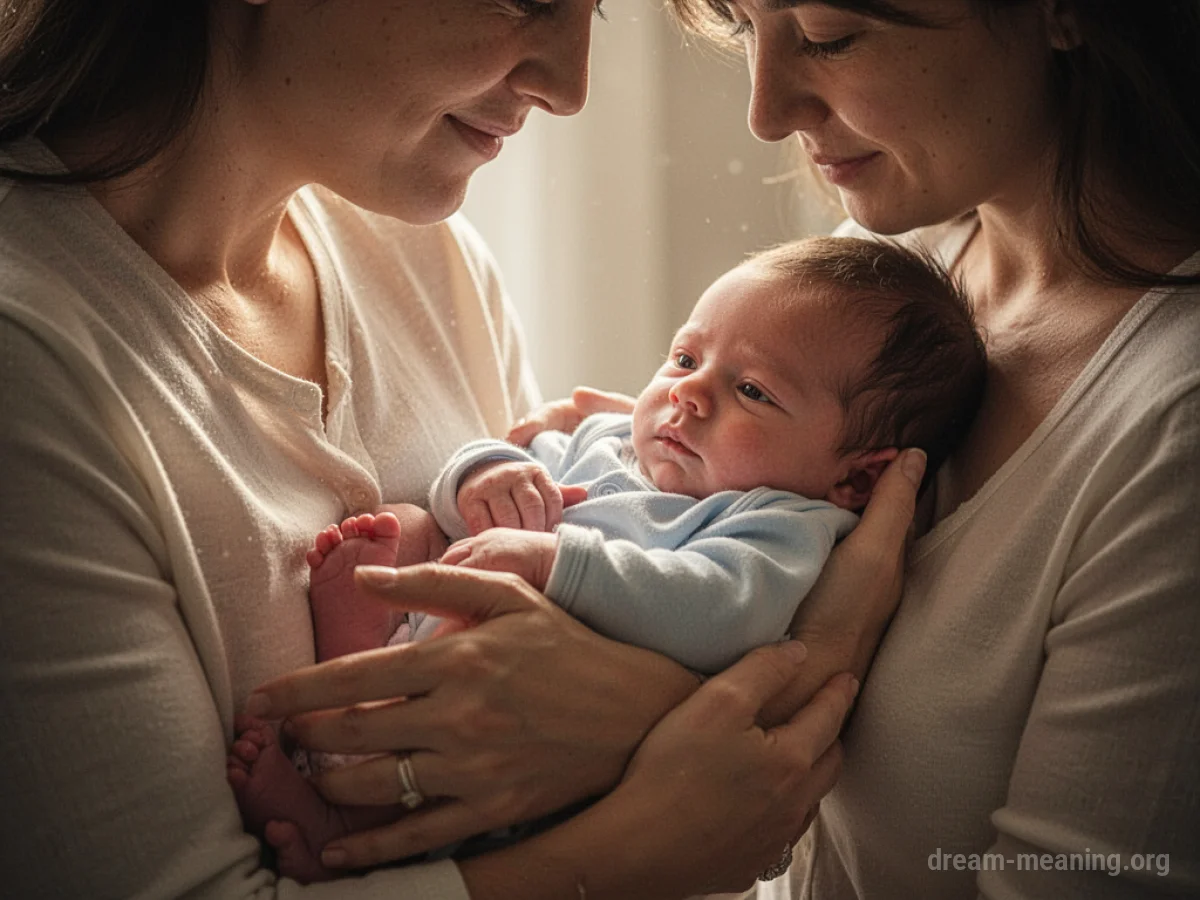 A parent gently holding a newborn baby.