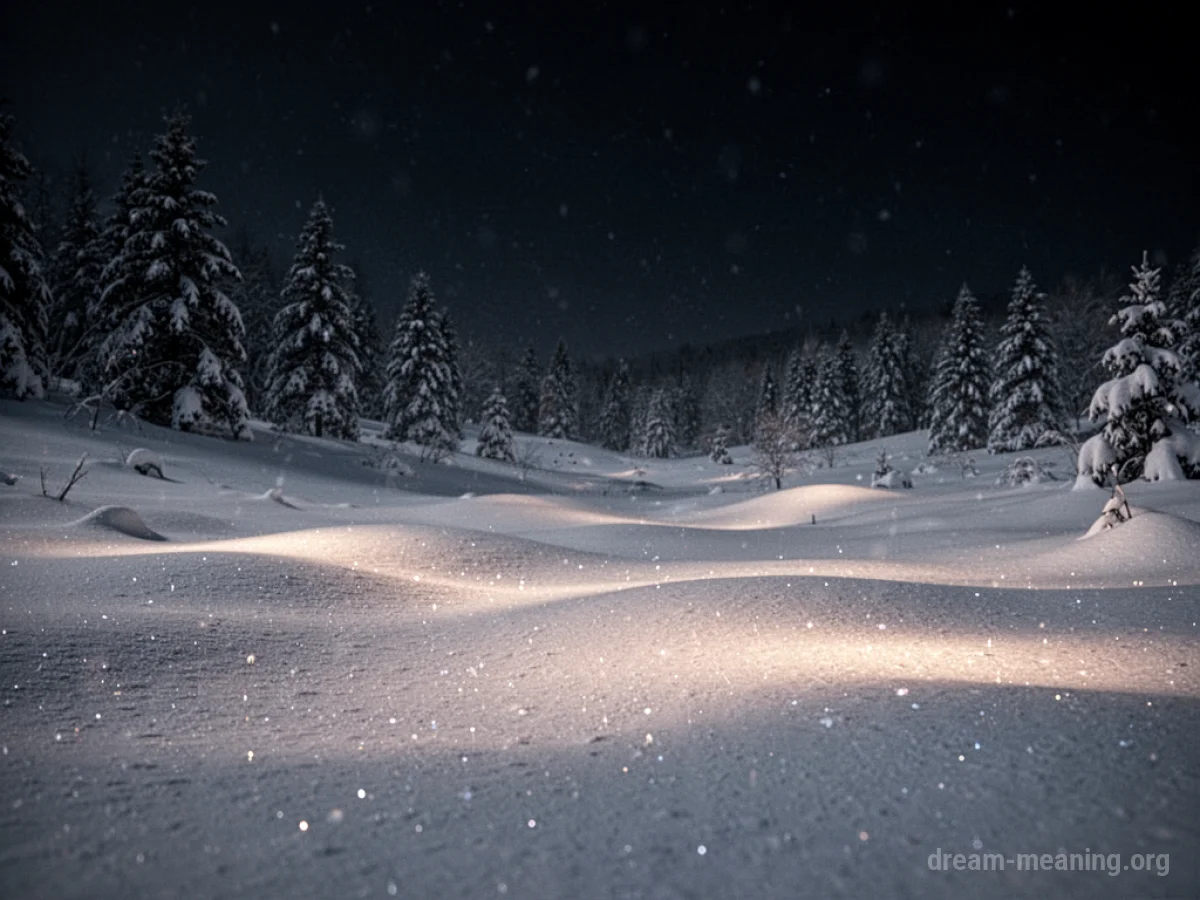 A field of snow illuminated from within by a soft, gentle light.