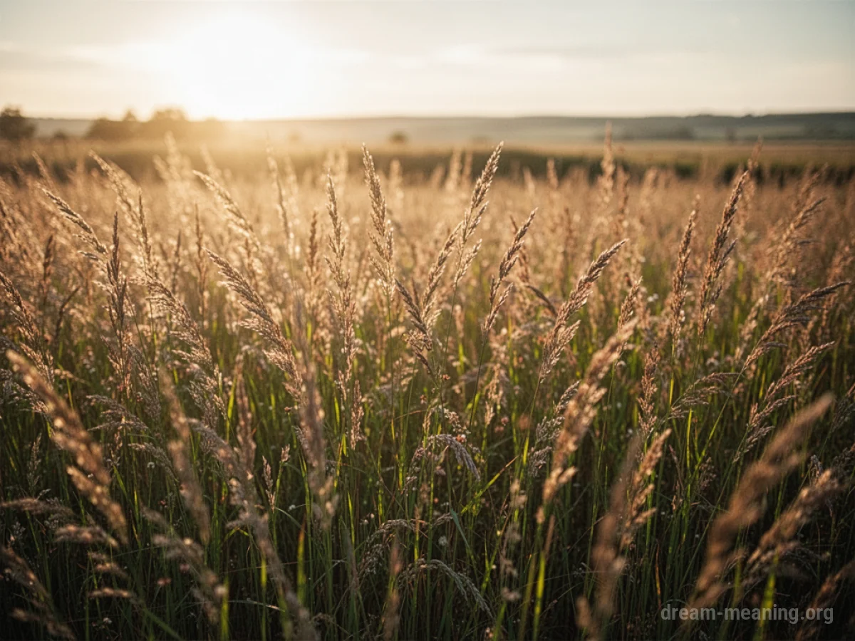 Tall grass illuminated by bright, golden sunlight.