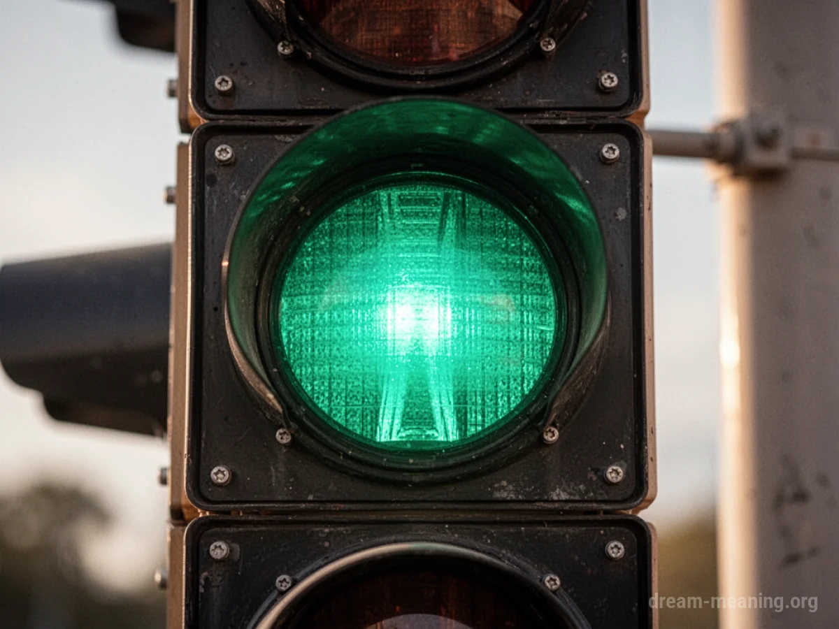 A green traffic signal light glowing.