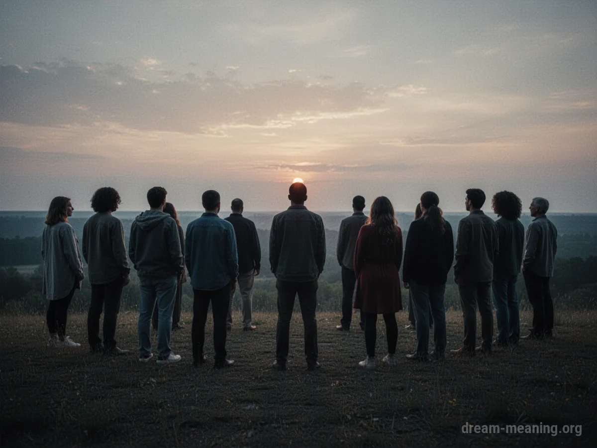 A group of shadowy figures standing together.