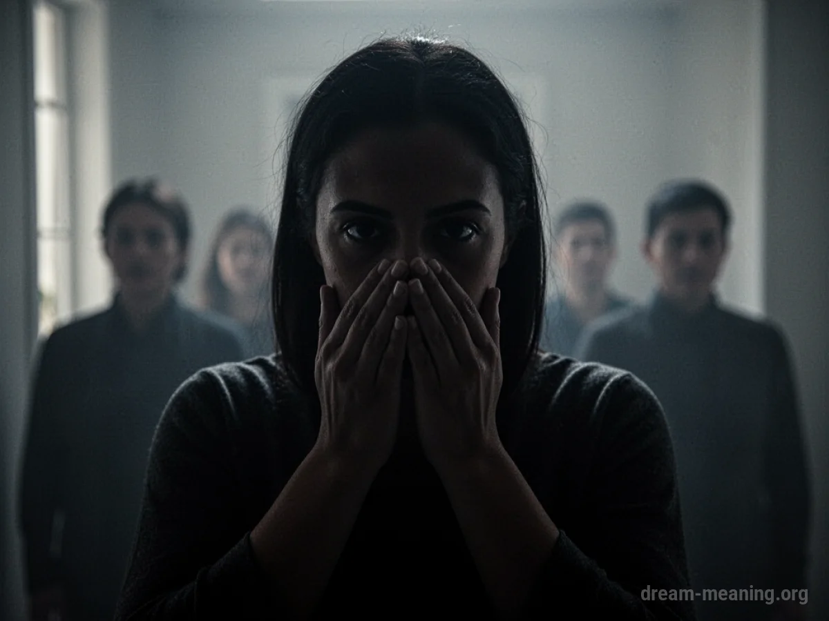 Silhouette of a person covering their mouth in a dark setting.