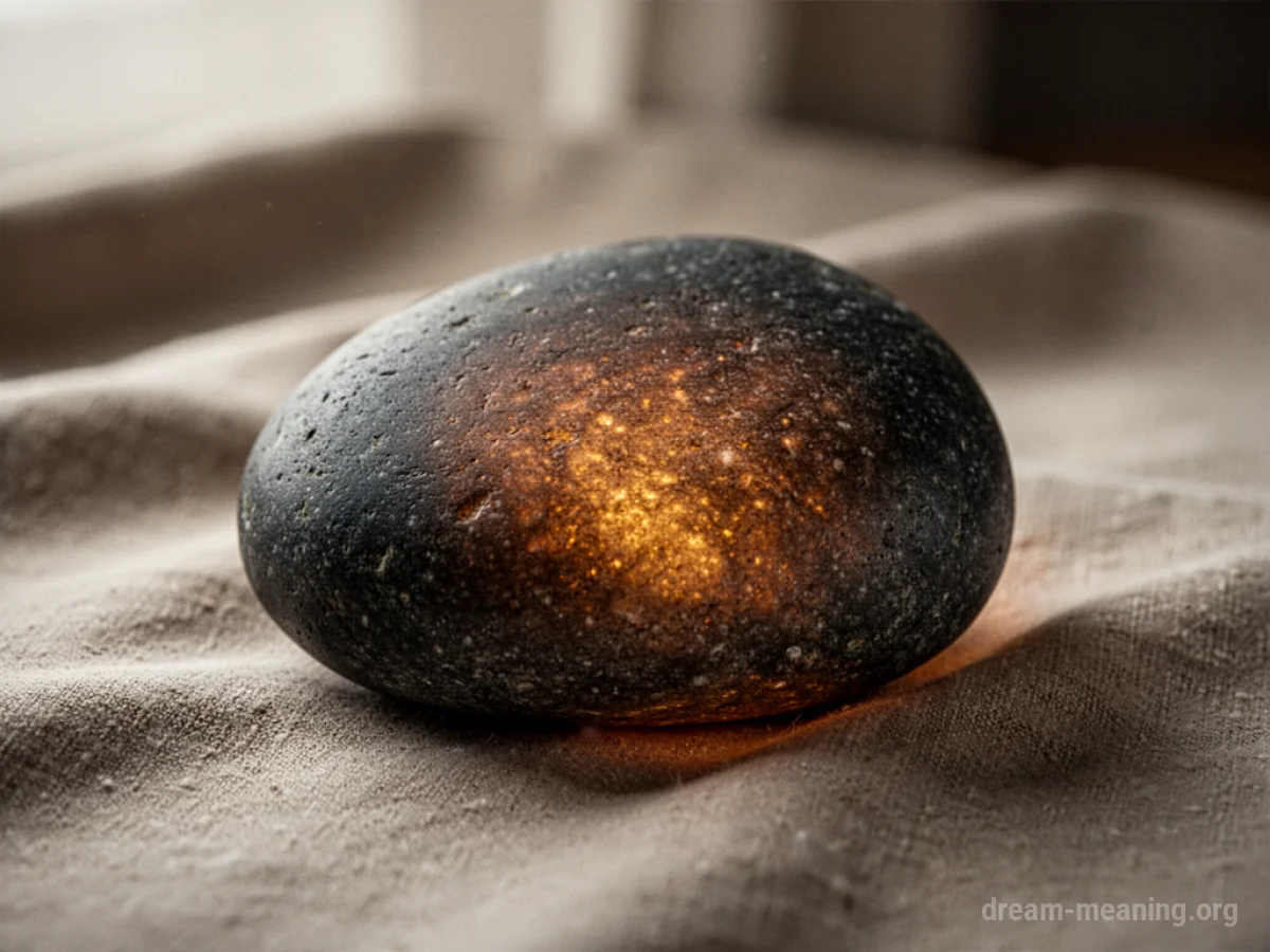 A smooth, dark stone radiating a soft, warm glow.
