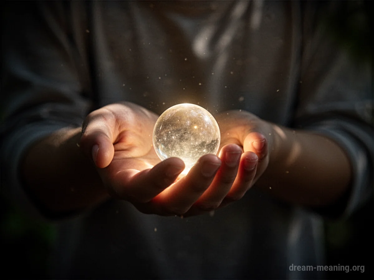 A hand concealing a softly glowing object.