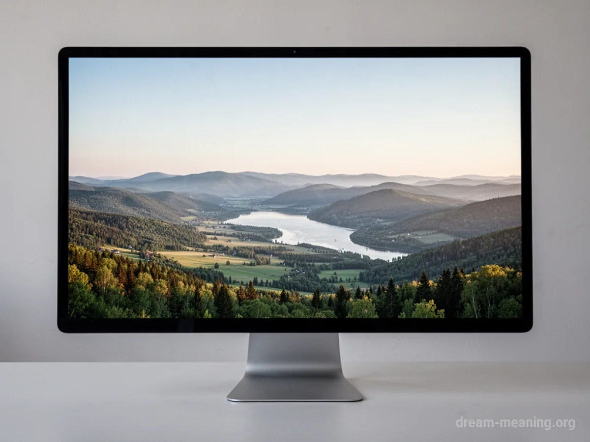 An extremely large computer screen showing a wide vista.