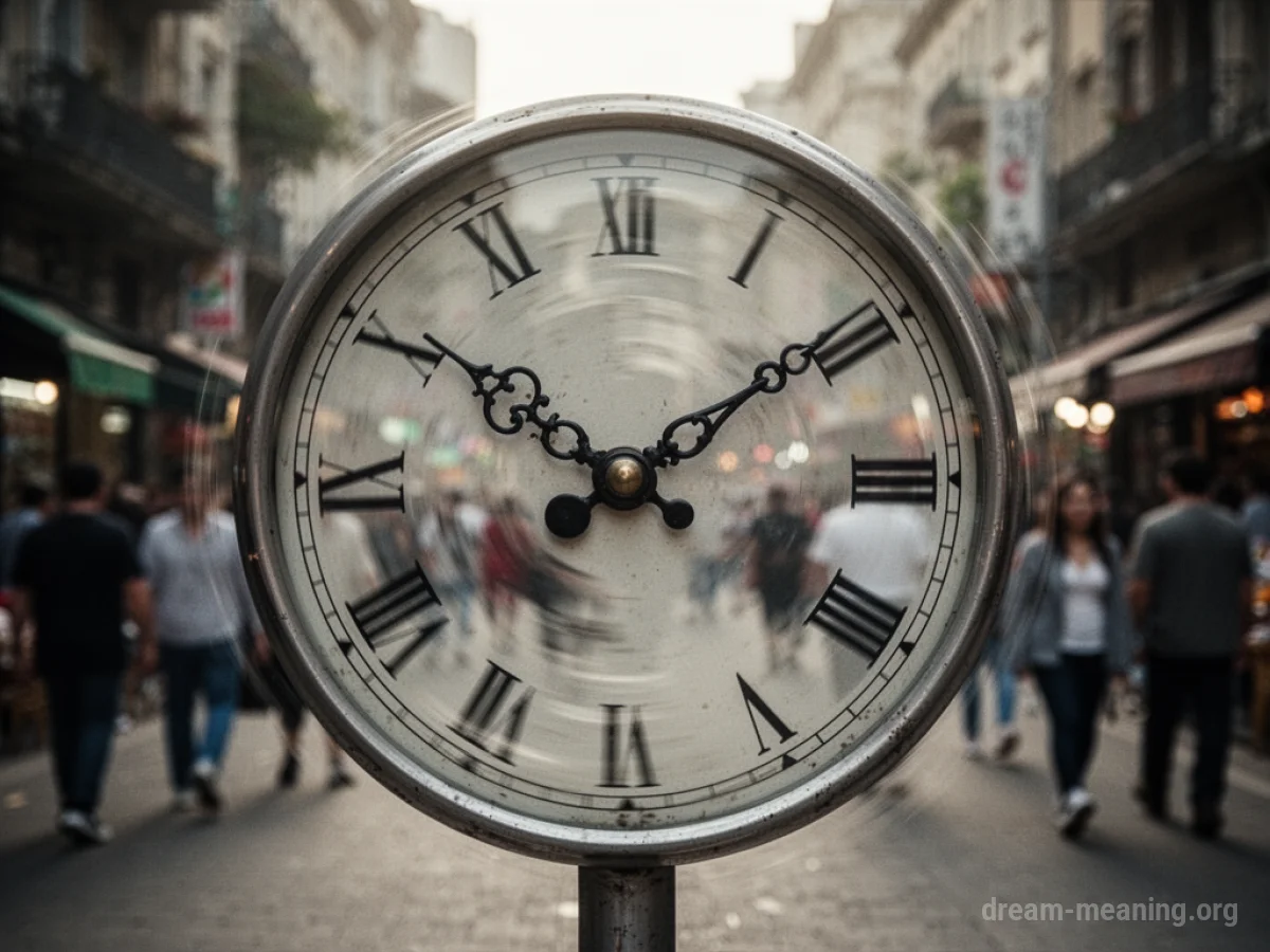 A clock face with fast-moving hands.