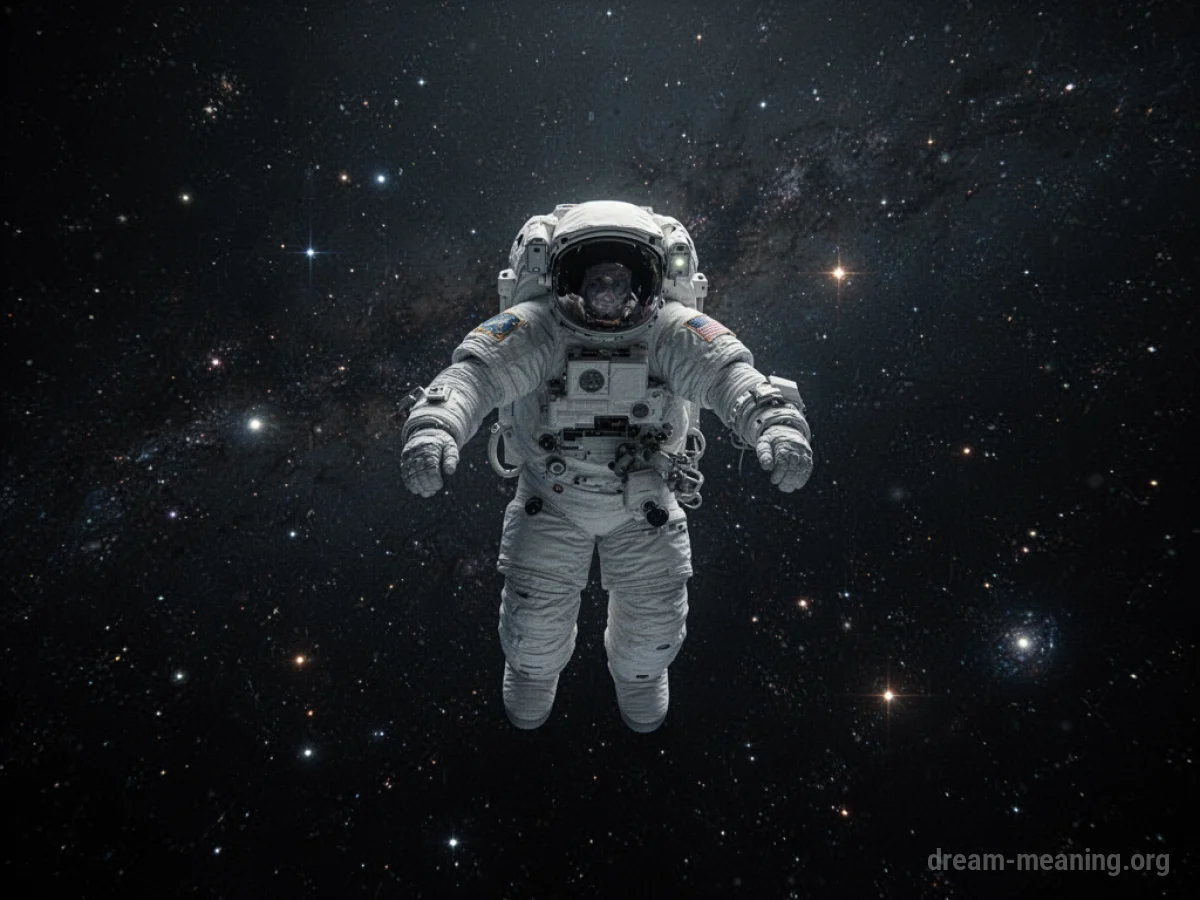 A single astronaut adrift in the vast expanse of outer space.