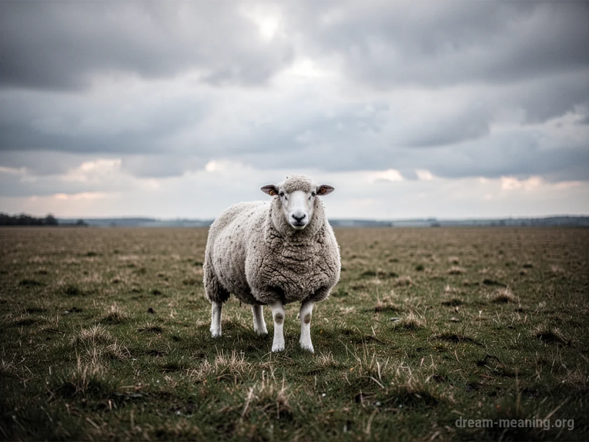 A lone sheep in a wide-open field.
