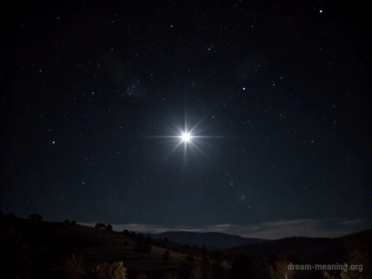 A single bright star glowing in the dark night sky.