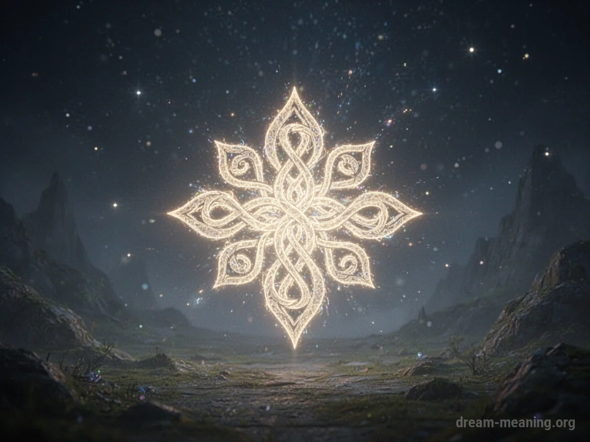 An ethereal, glowing symbol suspended in a soft, starry void.
