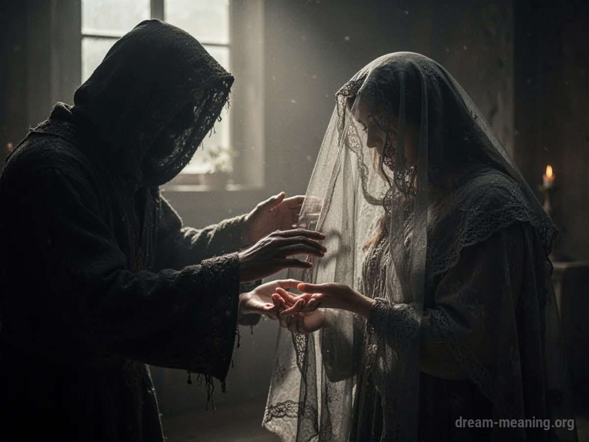 A silhouette figure's hand subtly guiding another person's hand.