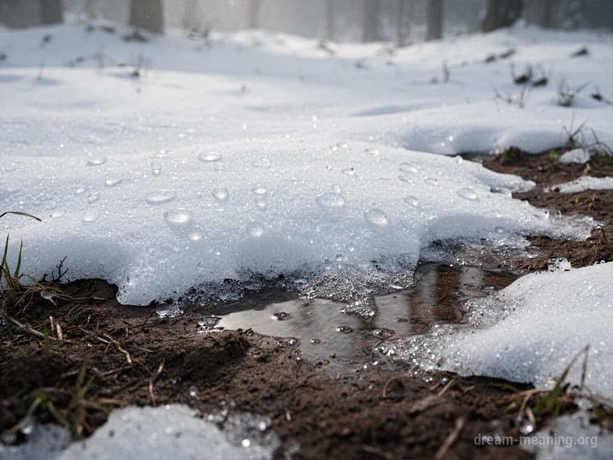 Snowfield with visible signs of melting, showing wet ground.