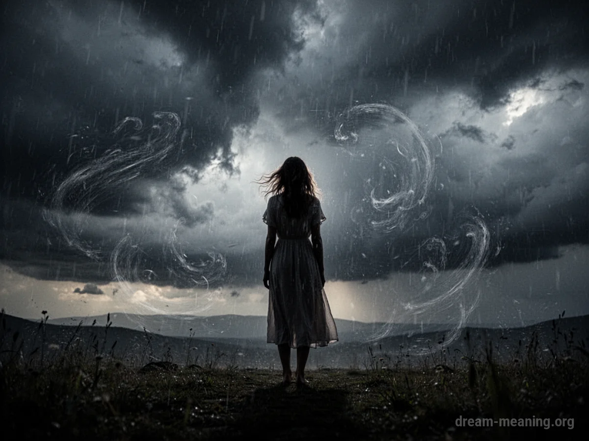 Silhouette of a woman against a stormy sky.