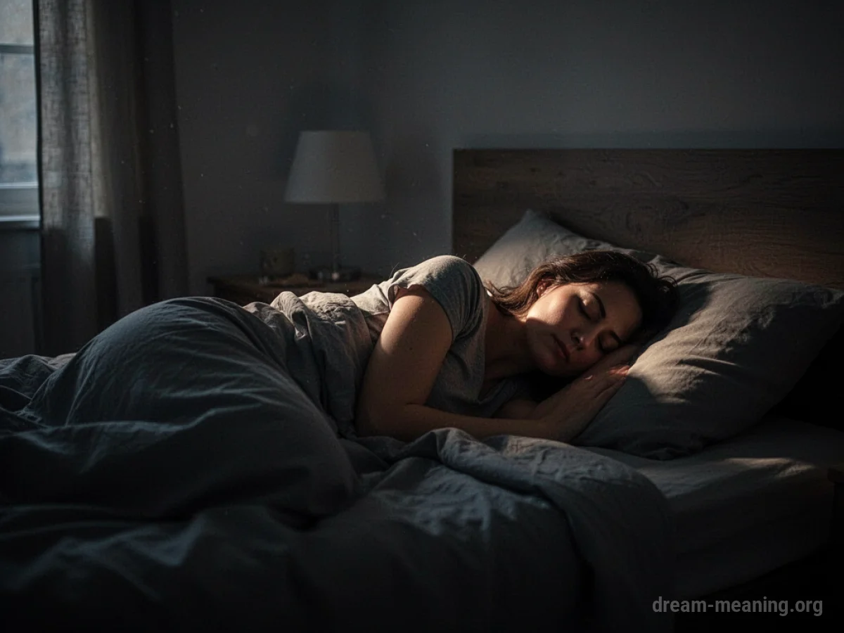 A silhouette of a person sleeping in a bed.
