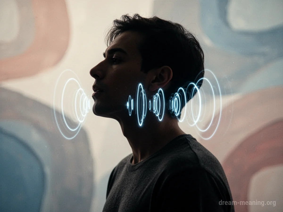Silhouette of a person with visible sound waves originating from their mouth.