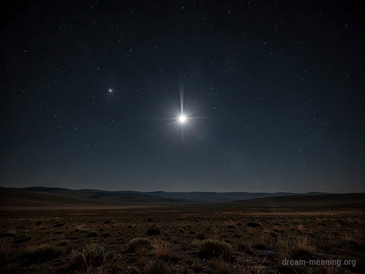 A solitary bright star in a dark night sky.