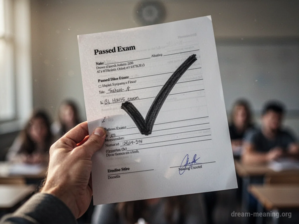 A hand holding a graded exam paper.