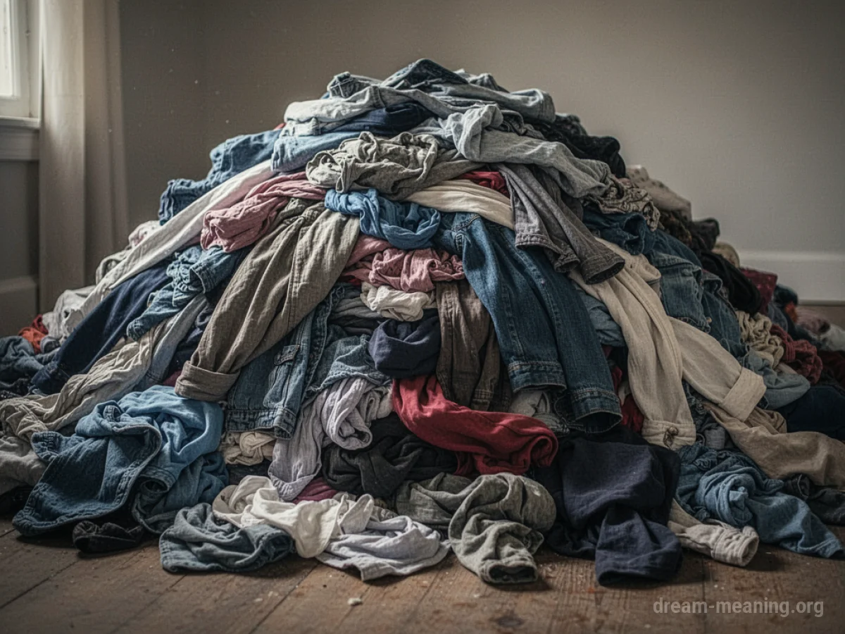 A chaotic heap of folded and unfolded shirts.