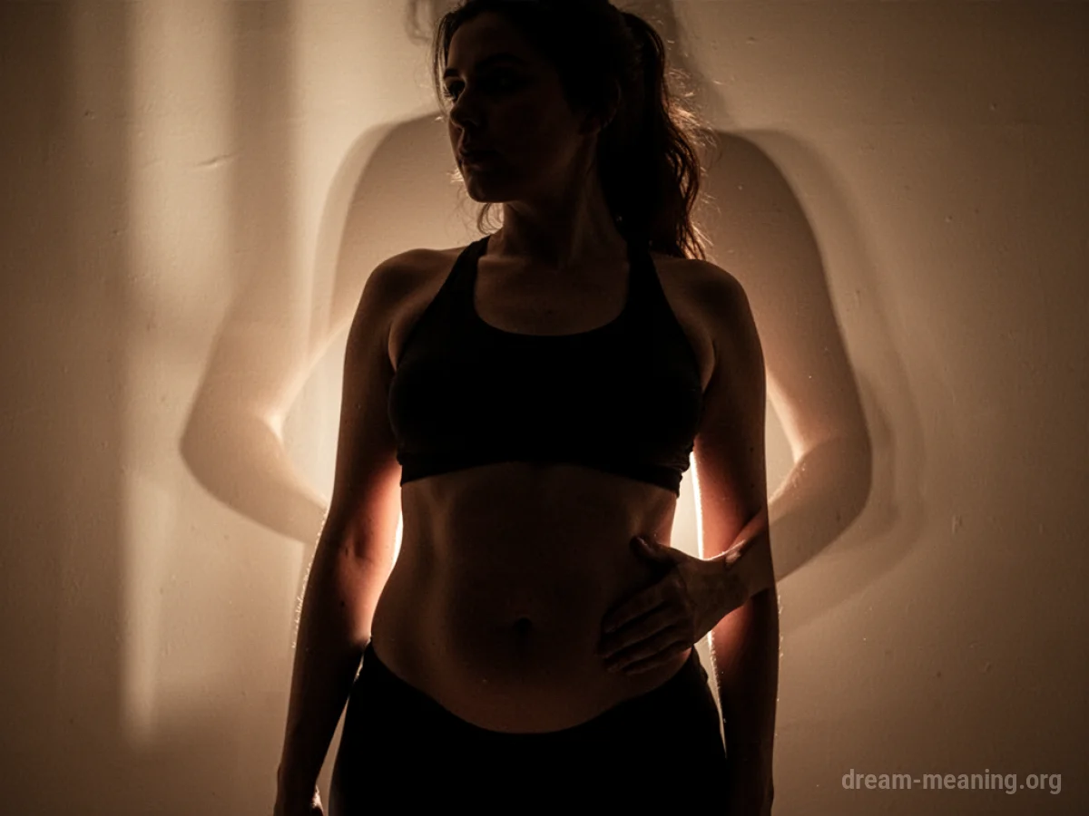 Silhouette of a person with a rounded abdomen.