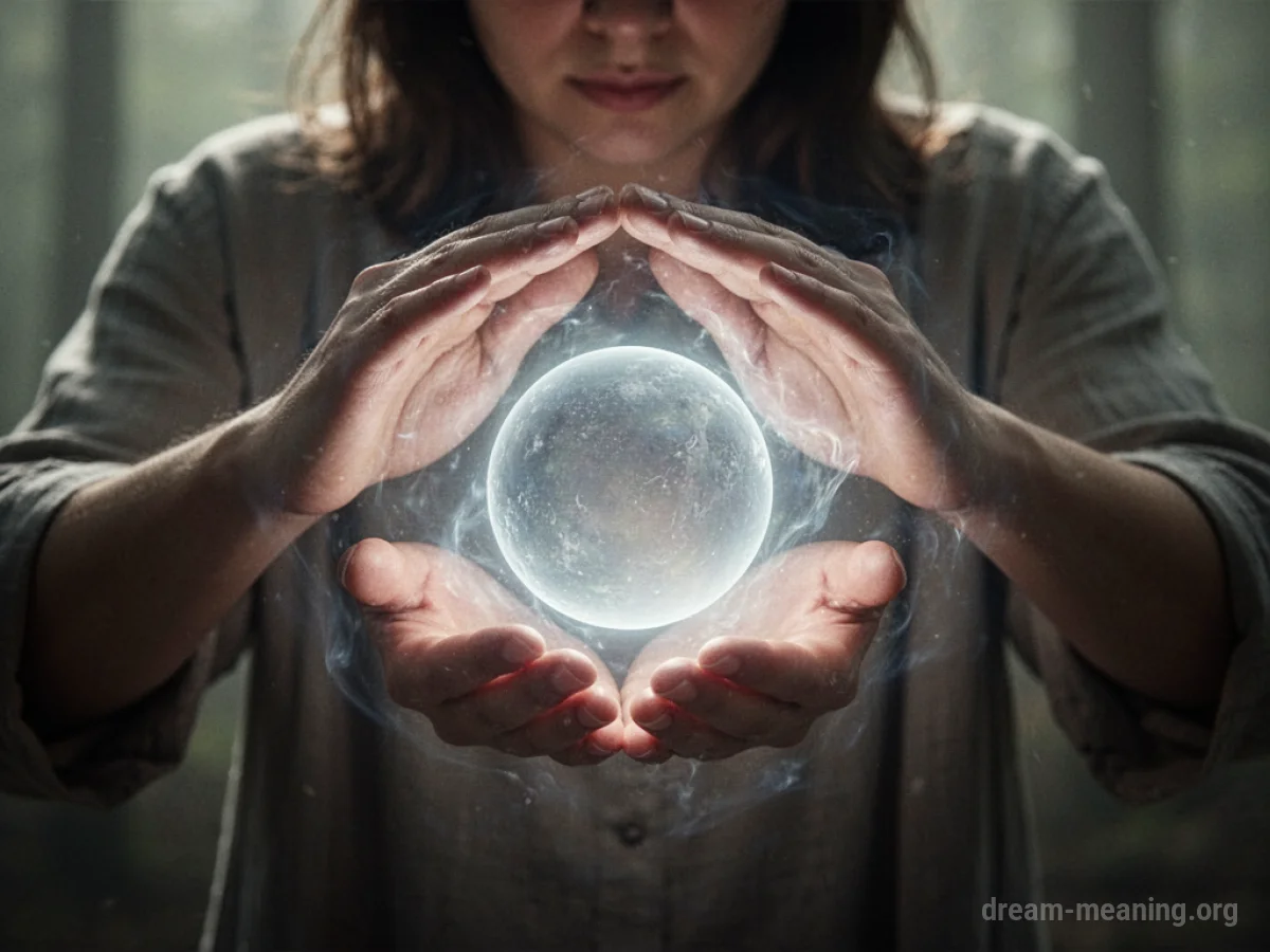 A person cupping their hands around a soft light.