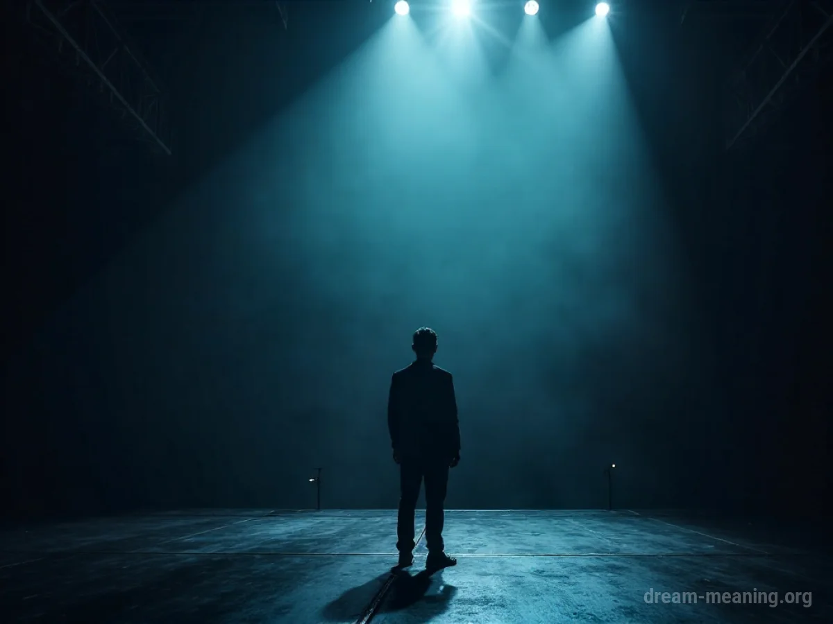 A lone silhouette on a stage under a spotlight.
