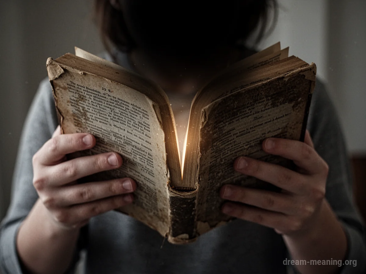 Hands holding an open book with light coming from the pages.