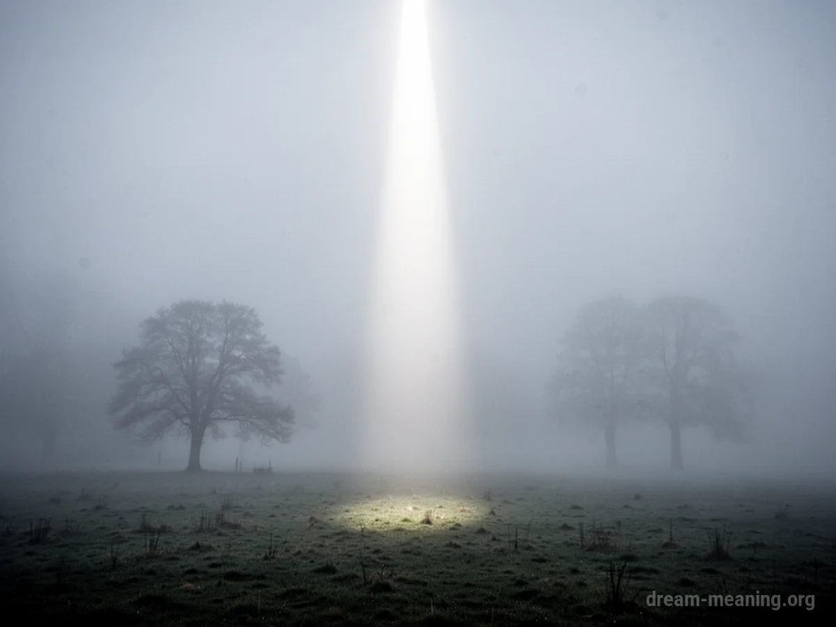 A focused beam of light piercing through dense fog.