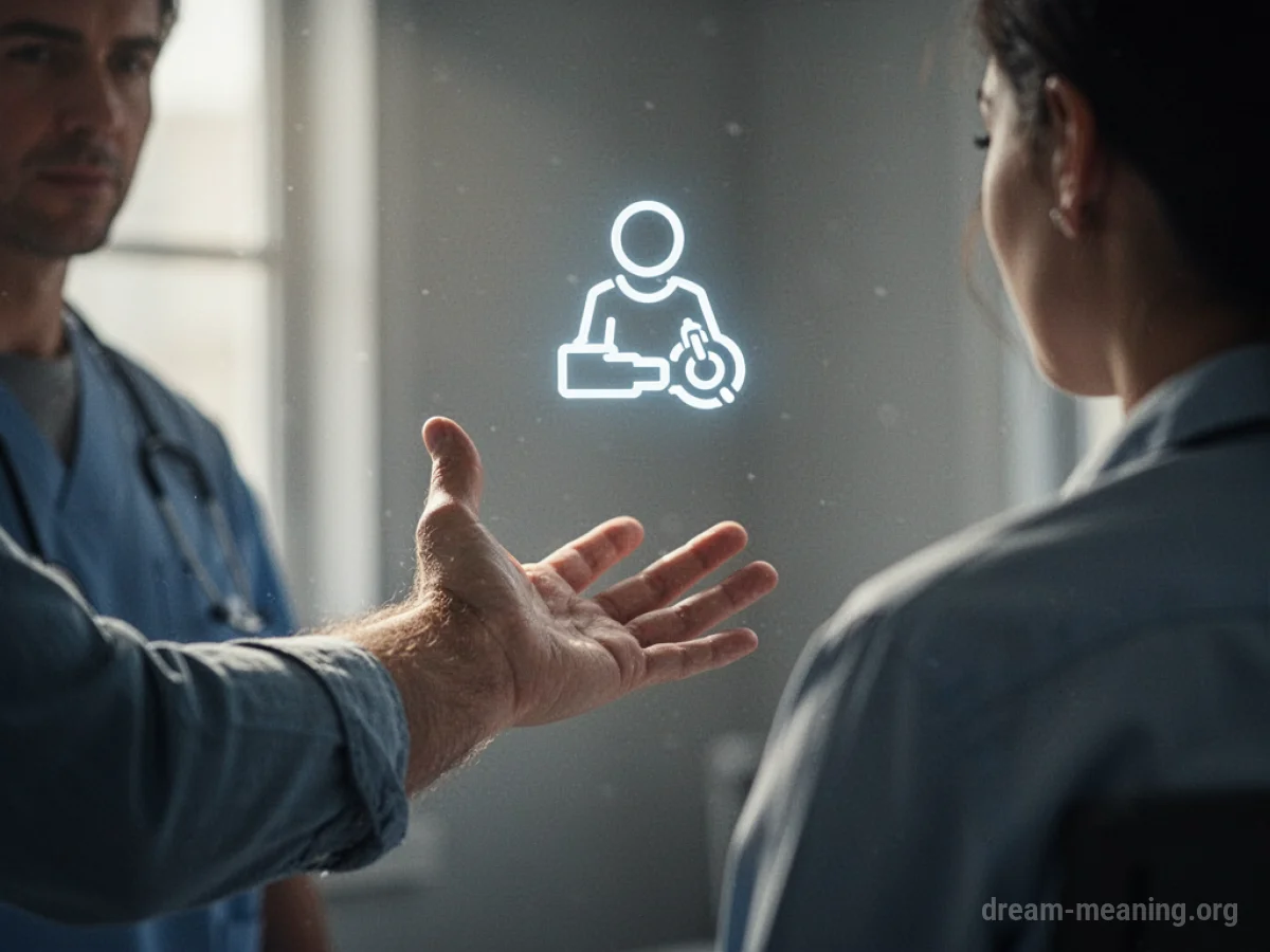 A hand reaching out towards a symbol of help.