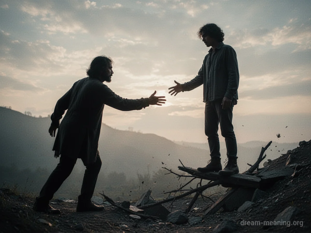 A hand reaching out to help another person.