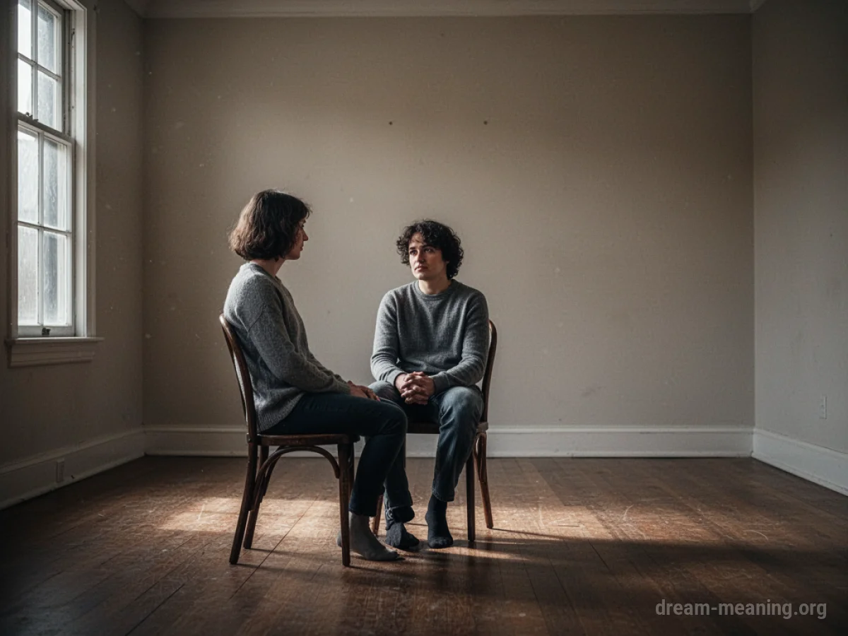 A person sitting alone in a quiet, empty room.
