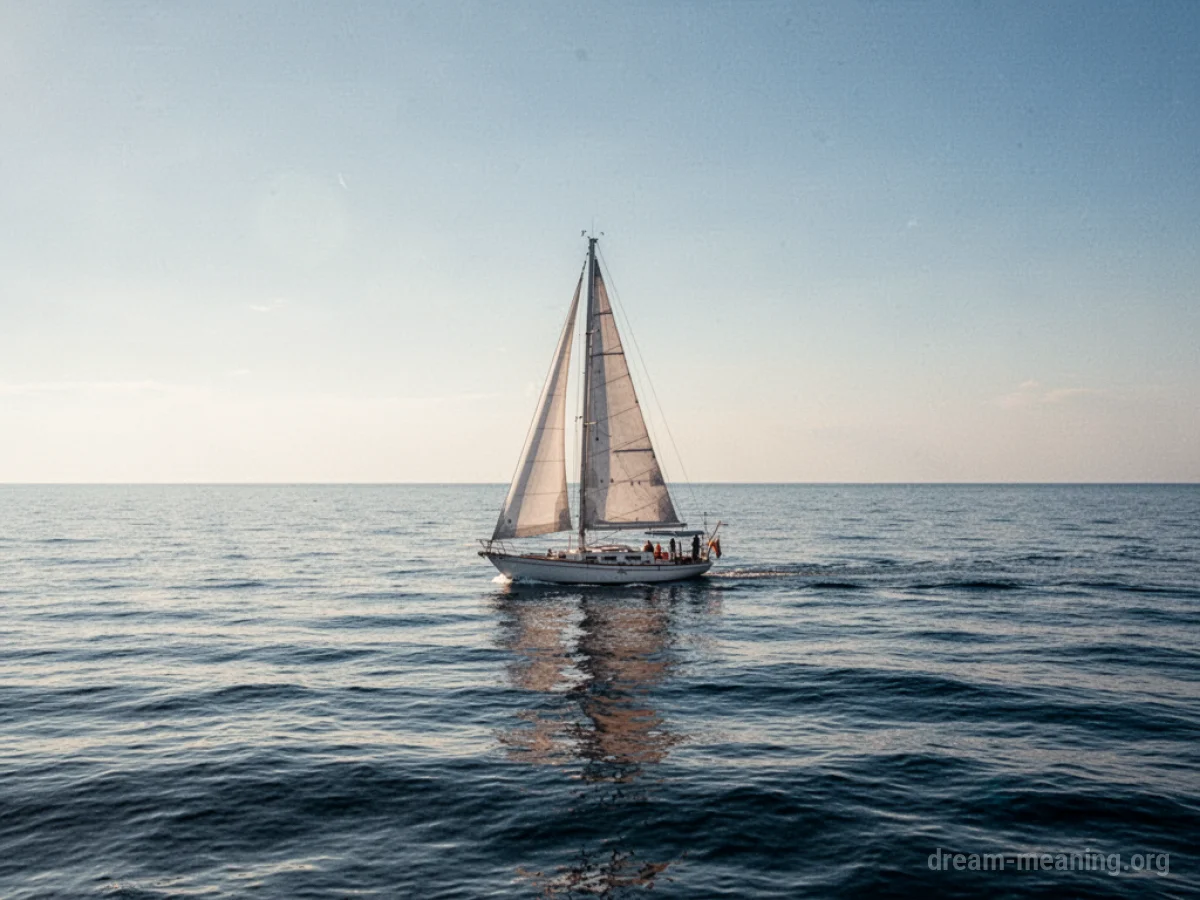 A sailboat moving across the water.
