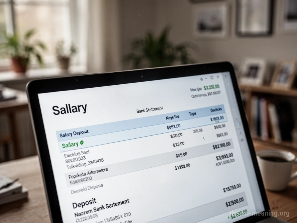 A digital bank statement displaying a salary credit.