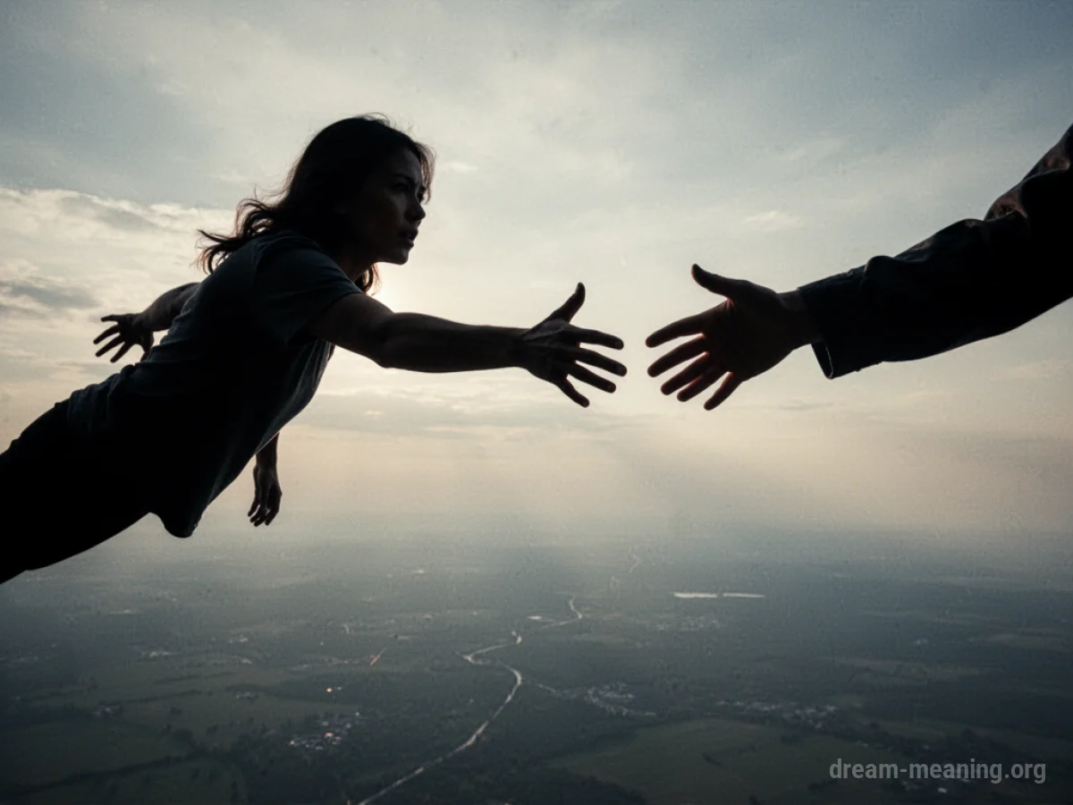 A silhouette figure extending a hand to another silhouette figure above a void.