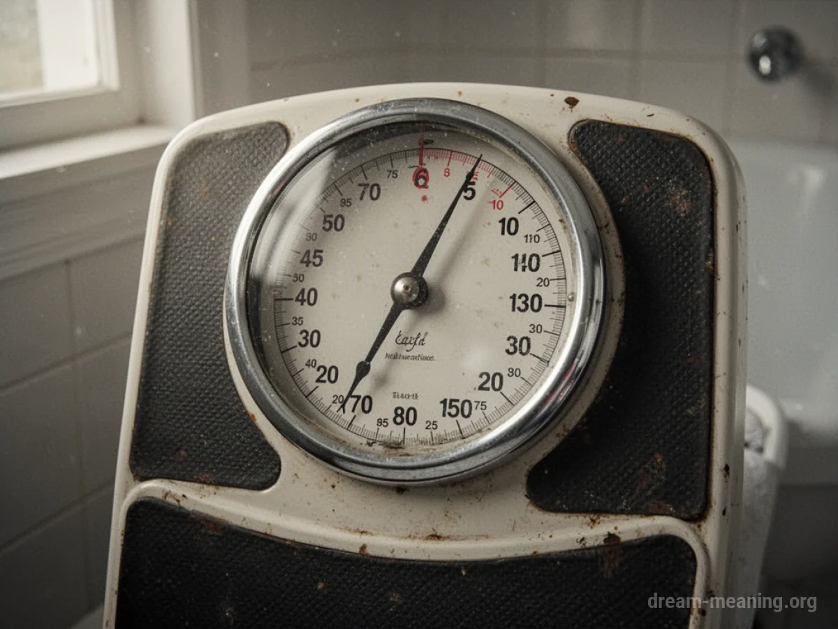 A close-up of a bathroom scale dial displaying an incorrect numerical reading.