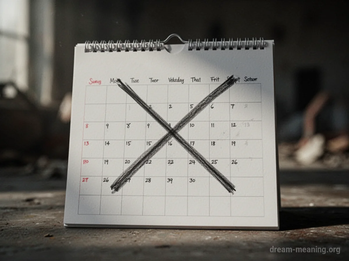 A blank calendar page with a red 'X' drawn over it.