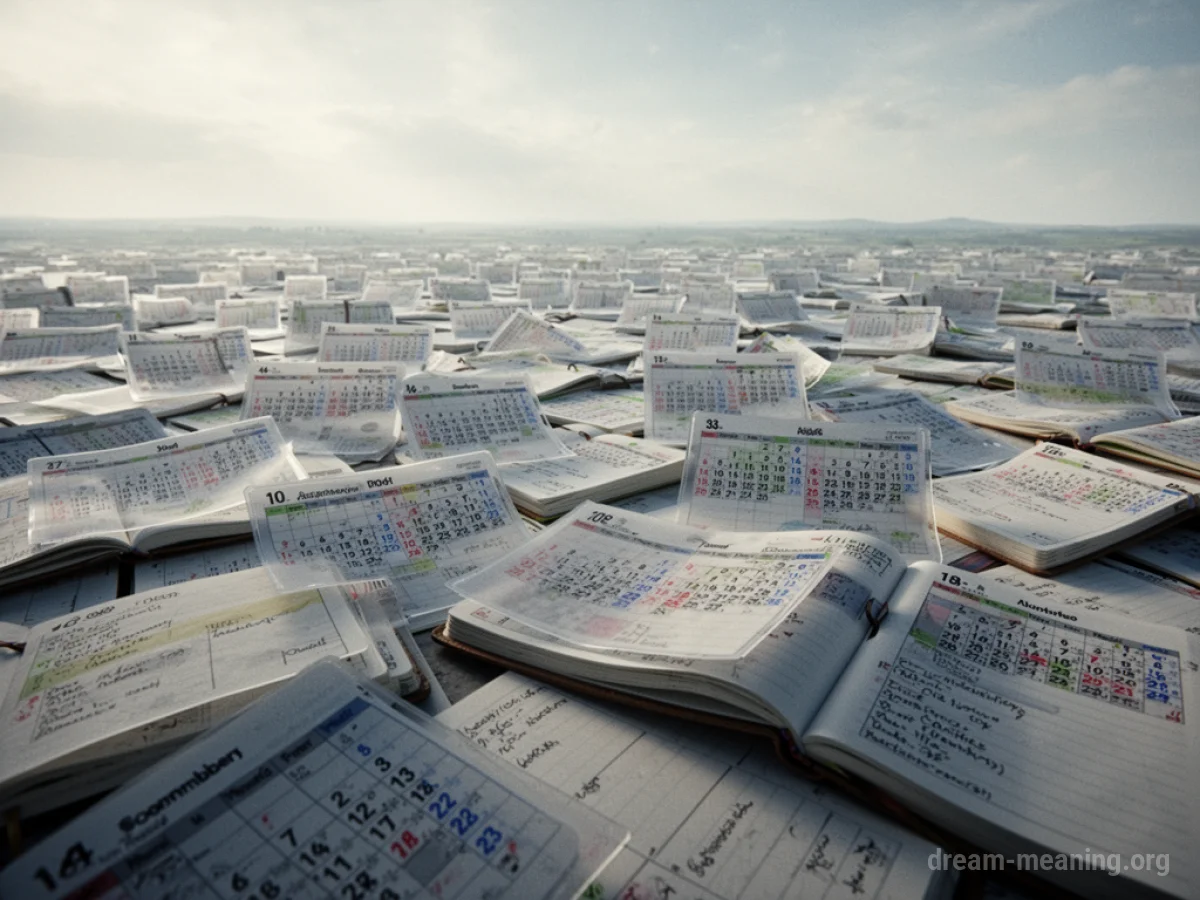 An infinite expanse covered with overlapping calendar pages.