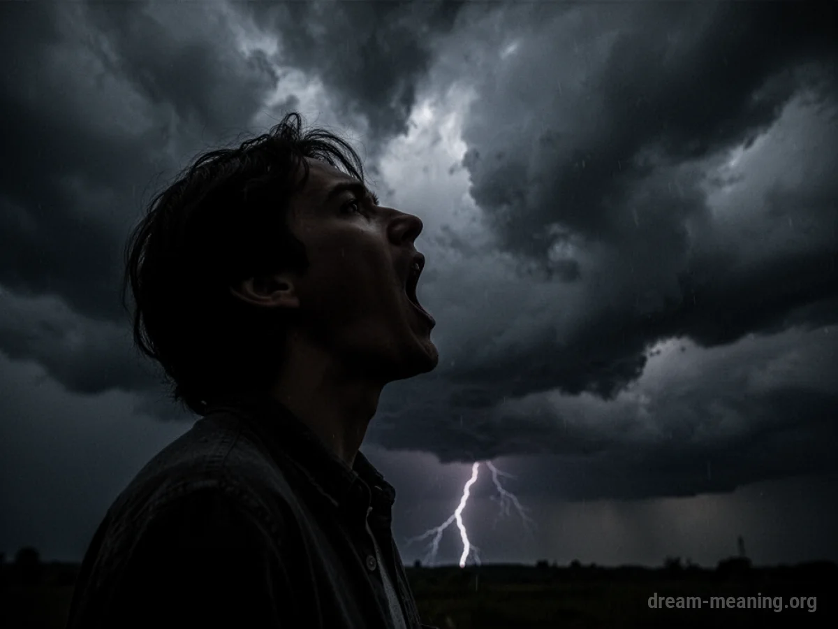 Silhouette of a person screaming against a dark sky.