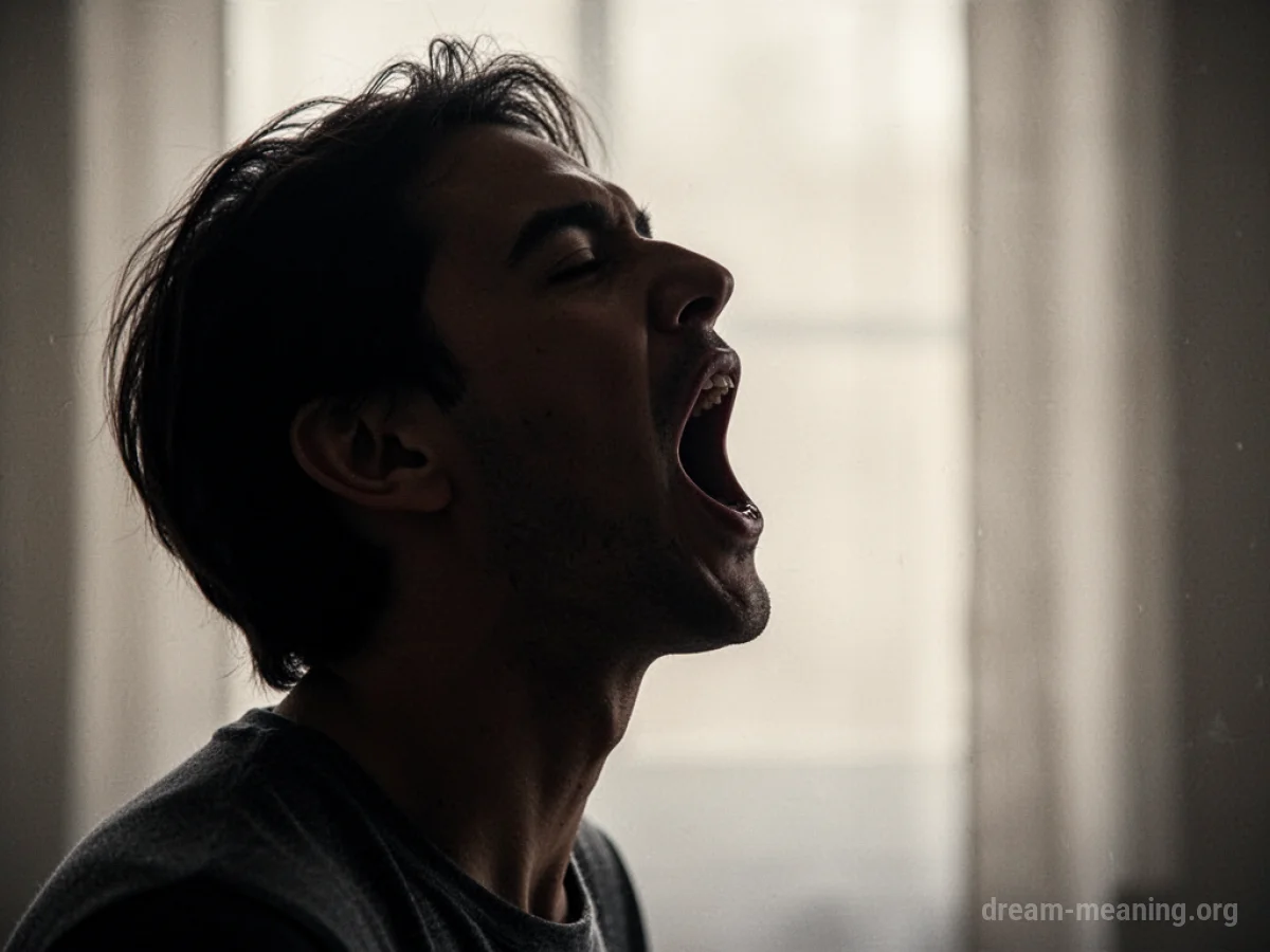 Silhouette of a person with their mouth open in a scream.