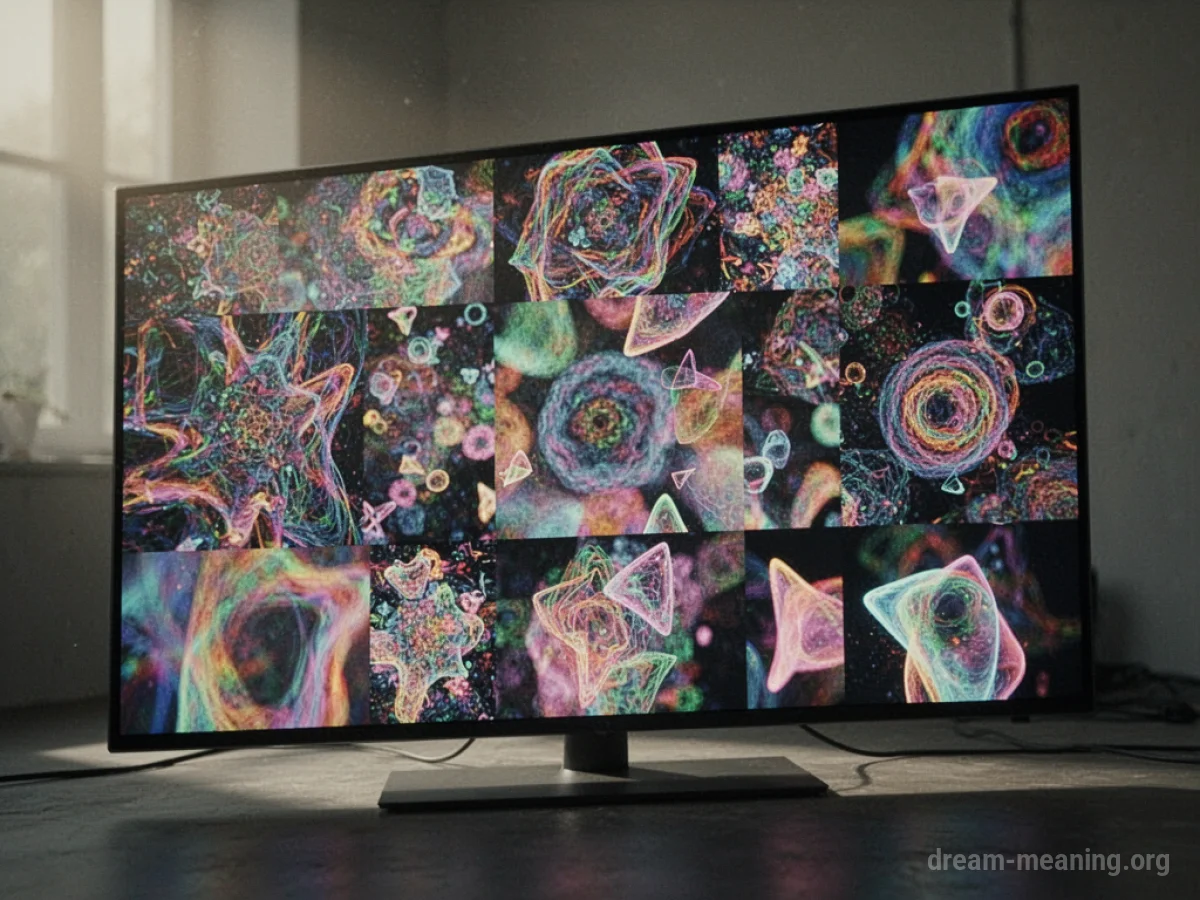 A close-up of a digital screen showing a blur of fast-moving, abstract colors.